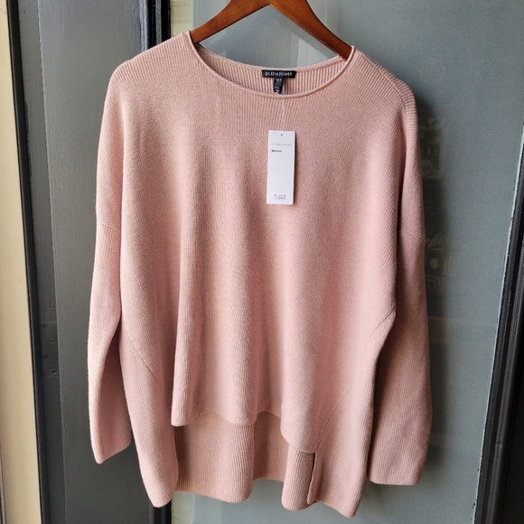 Eileen Fisher Sweaters - Eileen Fisher Soft Pink Long Sleeve Round Crew Neck Tunic S/P 100% Merino Wool